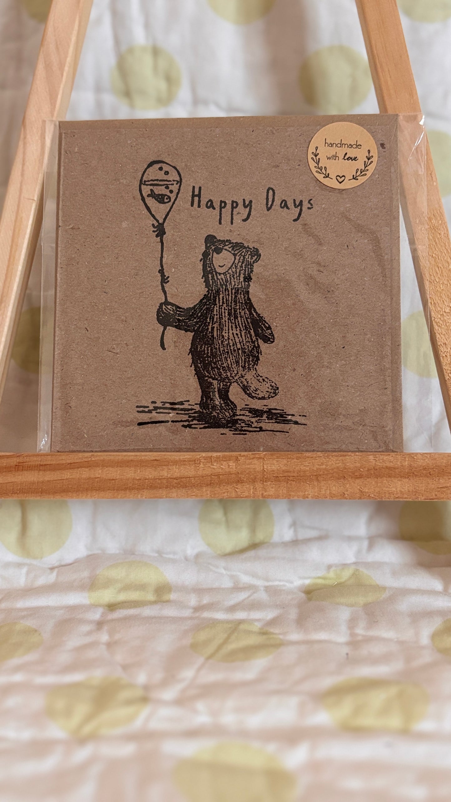 Happy Days Bear- Handmade Felt Cards
