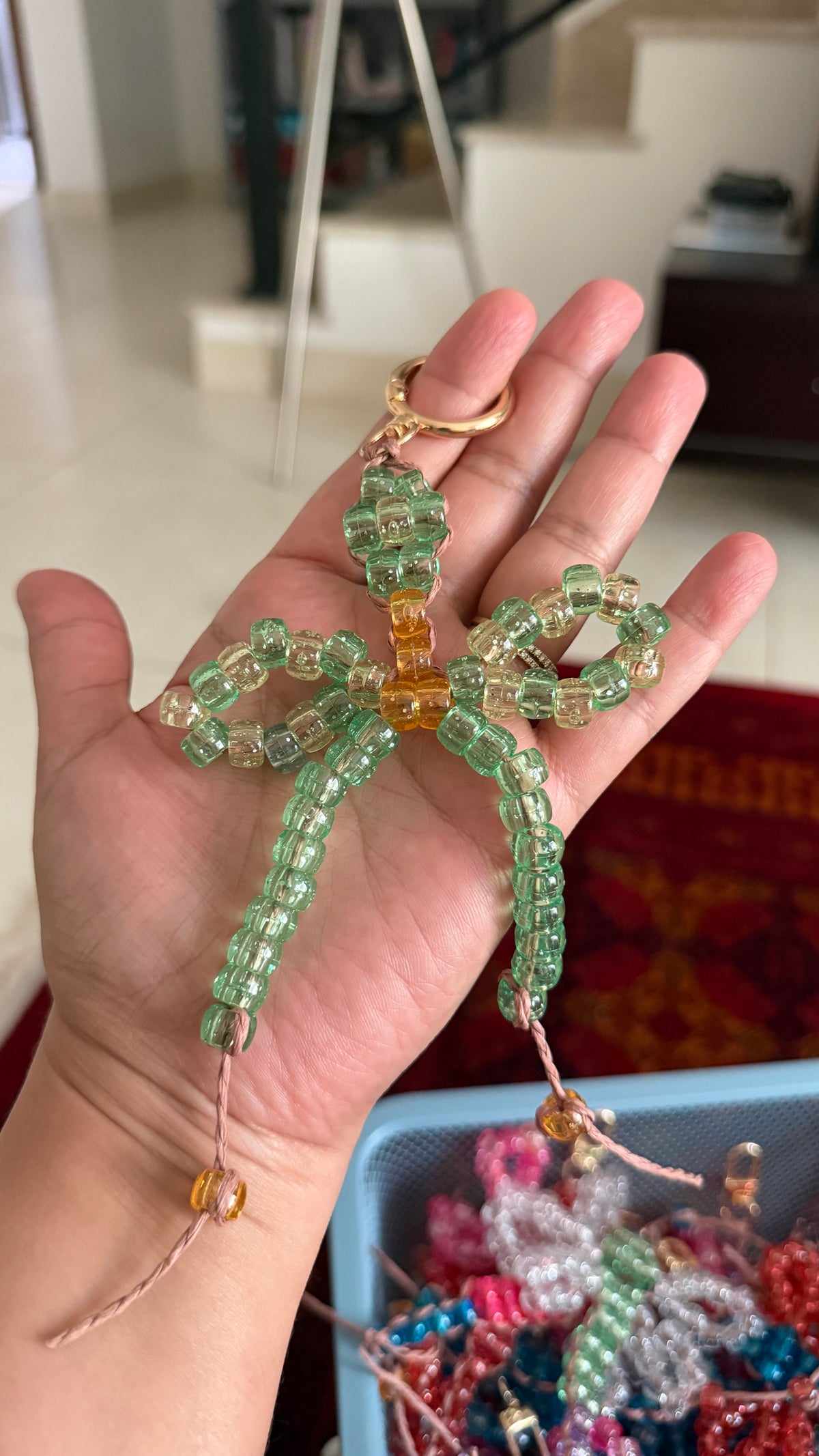 Beaded Bow Bag Charm – Mint and Lime