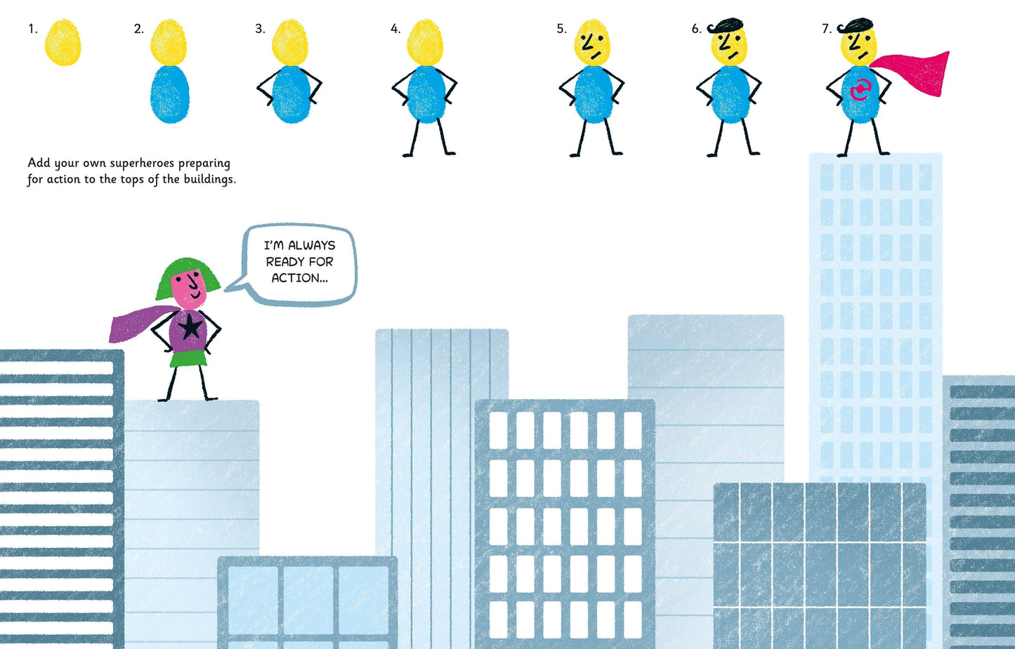 Usborne Fingerprint Activities Superheroes Fiona Watt Illustrated by Candice Whatmore