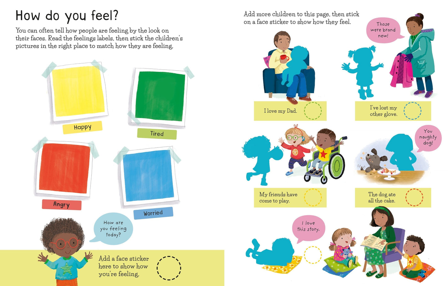 Usborne First Sticker Book Feelings Holly Bathie Illustrated by Joanne Partis