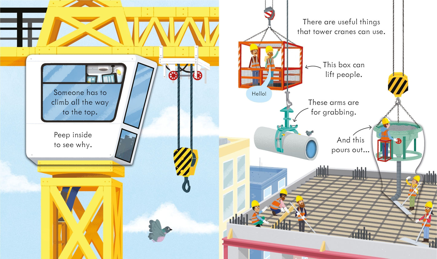 Usborne Peep Inside How a Crane Works Lara Bryan Illustrated by Mike Byrne