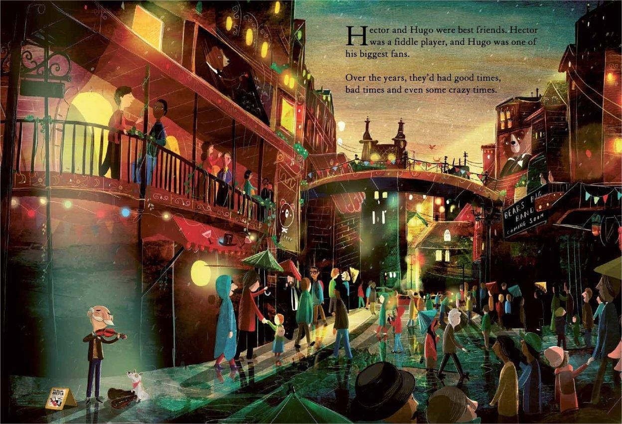 Book Bag Doha The Bear, the Piano, the Dog, and the Fiddle by David Litchfield