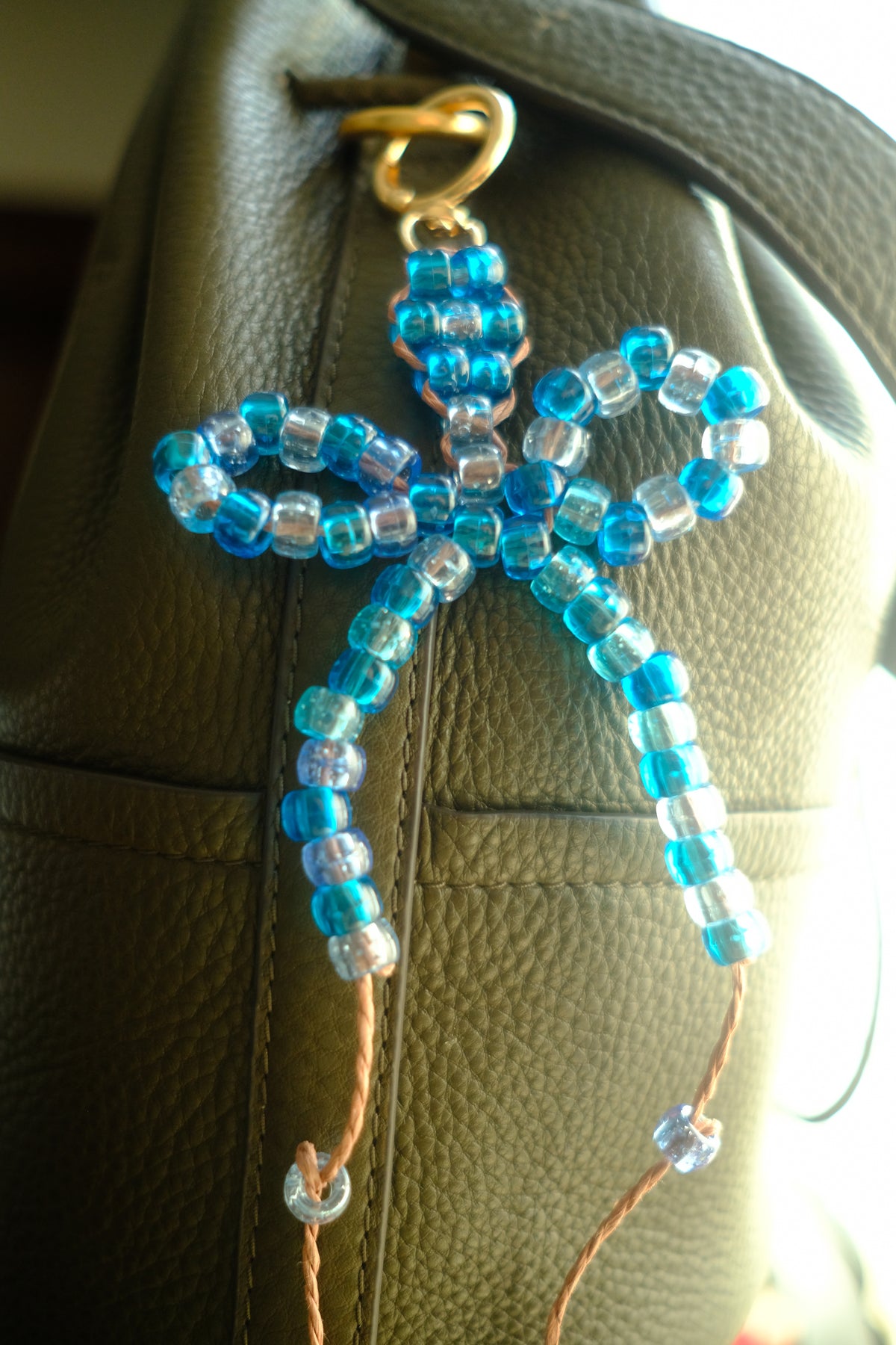 Beaded Bow Bag Charm – Ocean Blue
