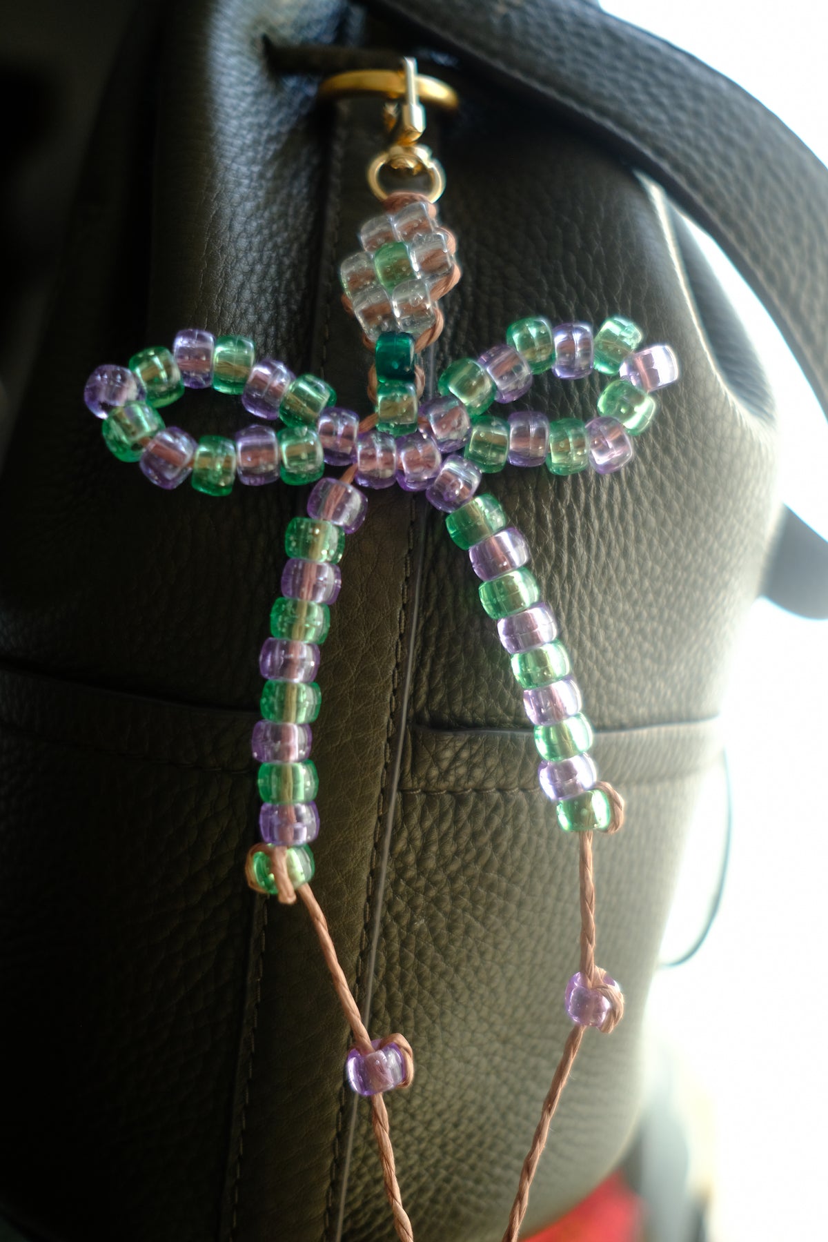 Beaded Bow Bag Charm – Mint and Lime