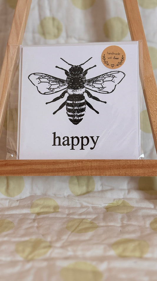 Be Happy Bee- Handmade Felt Cards