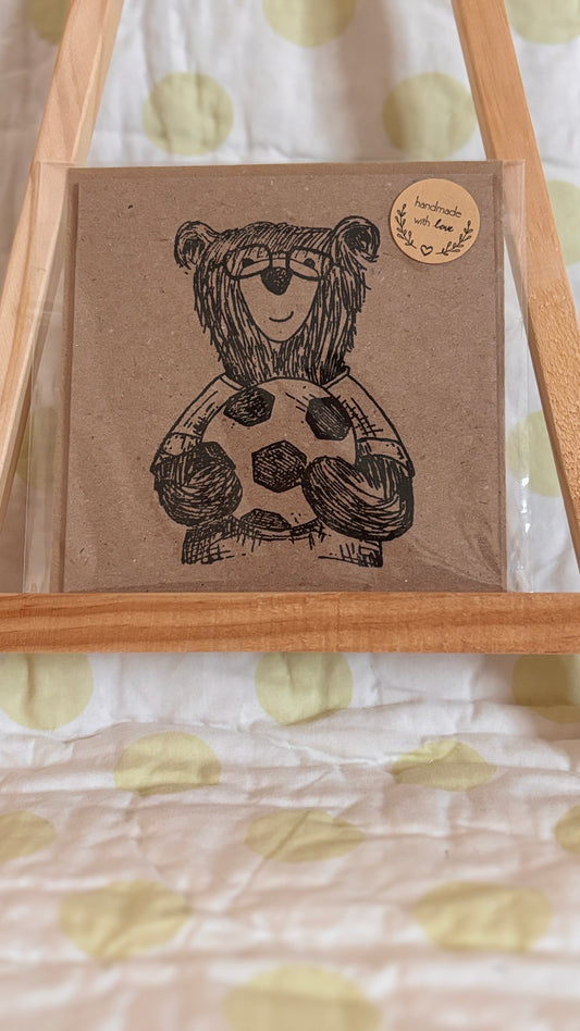 Football Bear - Handmade Felt Cards