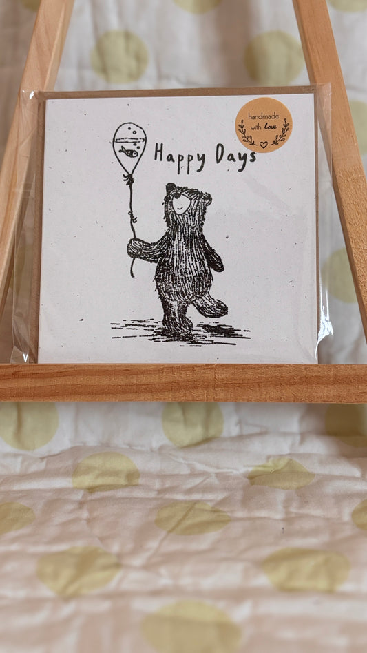 Happy Days Bear- Handmade Felt Cards