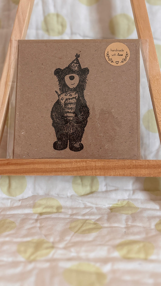 Happy Brithday Bear - Handmade Felt Cards
