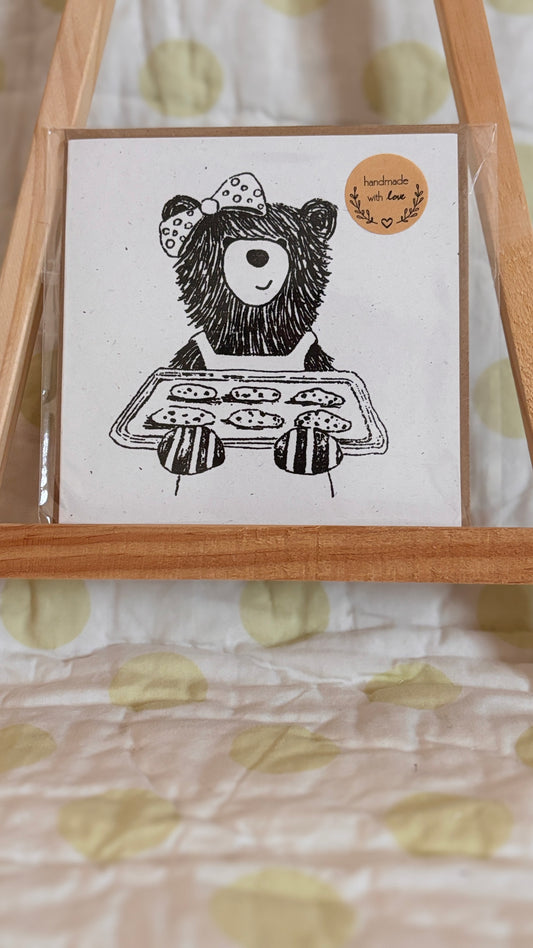 Cookie Baking Bear - Handmade Felt Cards